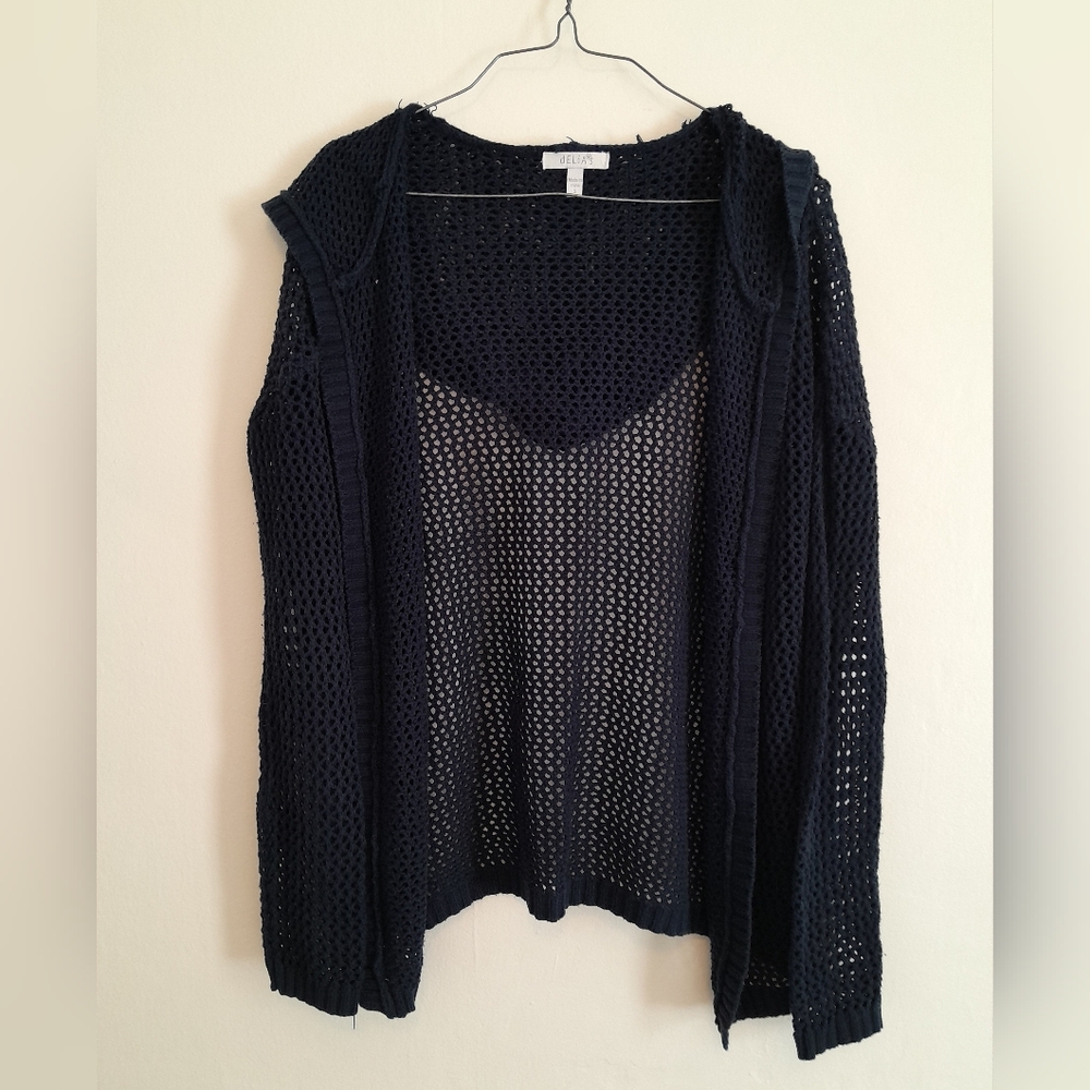 dELiA*s Blue Cardigan Sweater Open-Knit